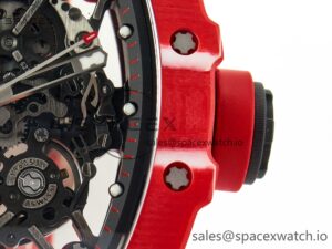 RM035 Red Carbon SONIC Best Edition Skeleton Dial on Red Rubber Strap Clone RMUL2 V2 - Image 13