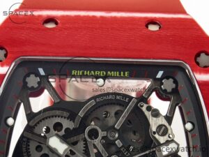 RM035 Red Carbon SONIC Best Edition Skeleton Dial on Red Rubber Strap Clone RMUL2 V2 - Image 10