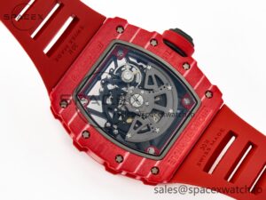 RM035 Red Carbon SONIC Best Edition Skeleton Dial on Red Rubber Strap Clone RMUL2 V2 - Image 17