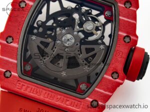 RM035 Red Carbon SONIC Best Edition Skeleton Dial on Red Rubber Strap Clone RMUL2 V2 - Image 18
