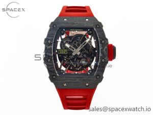 RM035 Carbon SONIC Best Edition Skeleton Dial on Red Rubber Strap Clone RMUL2 V2