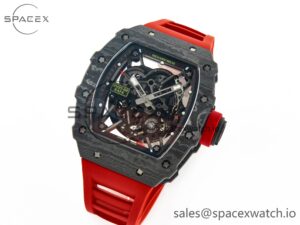 RM035 Carbon SONIC Best Edition Skeleton Dial on Red Rubber Strap Clone RMUL2 V2 - Image 4