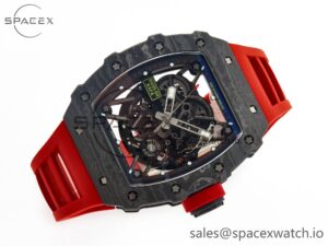 RM035 Carbon SONIC Best Edition Skeleton Dial on Red Rubber Strap Clone RMUL2 V2 - Image 7