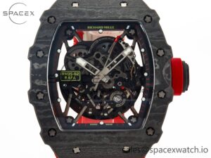 RM035 Carbon SONIC Best Edition Skeleton Dial on Red Rubber Strap Clone RMUL2 V2 - Image 2