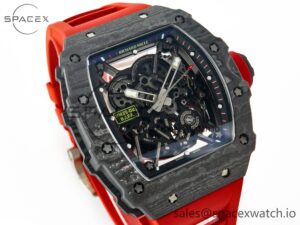 RM035 Carbon SONIC Best Edition Skeleton Dial on Red Rubber Strap Clone RMUL2 V2 - Image 3