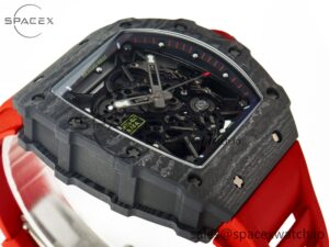 RM035 Carbon SONIC Best Edition Skeleton Dial on Red Rubber Strap Clone RMUL2 V2 - Image 6