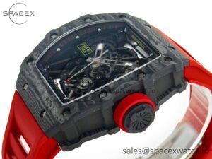 RM035 Carbon SONIC Best Edition Skeleton Dial on Red Rubber Strap Clone RMUL2 V2 - Image 5