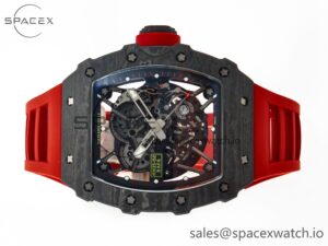 RM035 Carbon SONIC Best Edition Skeleton Dial on Red Rubber Strap Clone RMUL2 V2 - Image 8