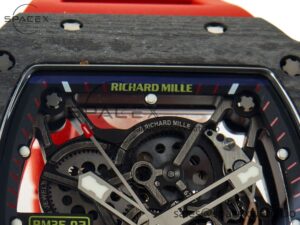 RM035 Carbon SONIC Best Edition Skeleton Dial on Red Rubber Strap Clone RMUL2 V2 - Image 10