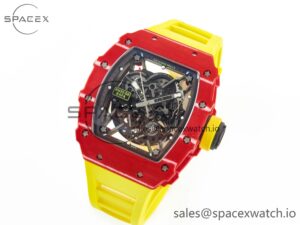 RM035 Red Carbon SONIC Best Edition Skeleton Dial on Yellow Rubber Strap Clone RMUL2 V2 - Image 4