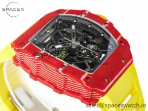 RM035 Red Carbon SONIC Best Edition Skeleton Dial on Yellow Rubber Strap Clone RMUL2 V2 - Image 6