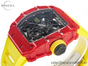 RM035 Red Carbon SONIC Best Edition Skeleton Dial on Yellow Rubber Strap Clone RMUL2 V2 - Image 5