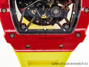 RM035 Red Carbon SONIC Best Edition Skeleton Dial on Yellow Rubber Strap Clone RMUL2 V2 - Image 12