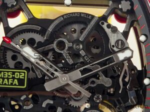RM035 Red Carbon SONIC Best Edition Skeleton Dial on Yellow Rubber Strap Clone RMUL2 V2 - Image 11