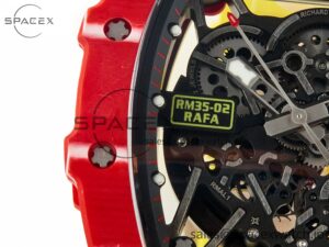 RM035 Red Carbon SONIC Best Edition Skeleton Dial on Yellow Rubber Strap Clone RMUL2 V2 - Image 9