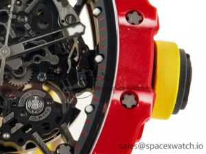 RM035 Red Carbon SONIC Best Edition Skeleton Dial on Yellow Rubber Strap Clone RMUL2 V2 - Image 13
