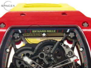 RM035 Red Carbon SONIC Best Edition Skeleton Dial on Yellow Rubber Strap Clone RMUL2 V2 - Image 10