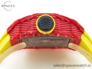 RM035 Red Carbon SONIC Best Edition Skeleton Dial on Yellow Rubber Strap Clone RMUL2 V2 - Image 15