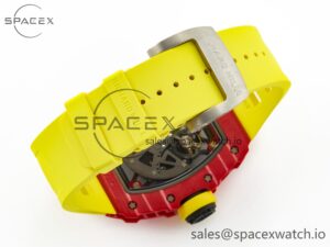 RM035 Red Carbon SONIC Best Edition Skeleton Dial on Yellow Rubber Strap Clone RMUL2 V2 - Image 16