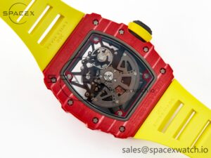 RM035 Red Carbon SONIC Best Edition Skeleton Dial on Yellow Rubber Strap Clone RMUL2 V2 - Image 17
