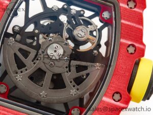 RM035 Red Carbon SONIC Best Edition Skeleton Dial on Yellow Rubber Strap Clone RMUL2 V2 - Image 19
