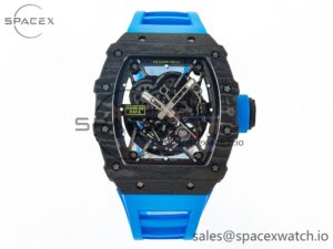 RM035 Carbon SONIC Best Edition Skeleton Dial on Blue Rubber Strap Clone RMUL2 V2