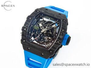 RM035 Carbon SONIC Best Edition Skeleton Dial on Blue Rubber Strap Clone RMUL2 V2 - Image 4