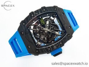 RM035 Carbon SONIC Best Edition Skeleton Dial on Blue Rubber Strap Clone RMUL2 V2 - Image 7