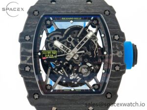 RM035 Carbon SONIC Best Edition Skeleton Dial on Blue Rubber Strap Clone RMUL2 V2 - Image 2