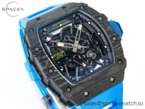RM035 Carbon SONIC Best Edition Skeleton Dial on Blue Rubber Strap Clone RMUL2 V2 - Image 3