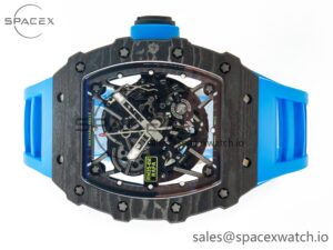 RM035 Carbon SONIC Best Edition Skeleton Dial on Blue Rubber Strap Clone RMUL2 V2 - Image 8