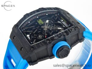 RM035 Carbon SONIC Best Edition Skeleton Dial on Blue Rubber Strap Clone RMUL2 V2 - Image 5