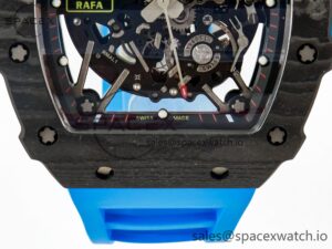 RM035 Carbon SONIC Best Edition Skeleton Dial on Blue Rubber Strap Clone RMUL2 V2 - Image 9