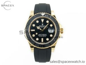 Yacht-Master 226659 Gain Weight YG/Tungsten Gold ARF 1:1 Best Edition Black Ceramic Bezel on Oysterflex Rubber Strap VS3235