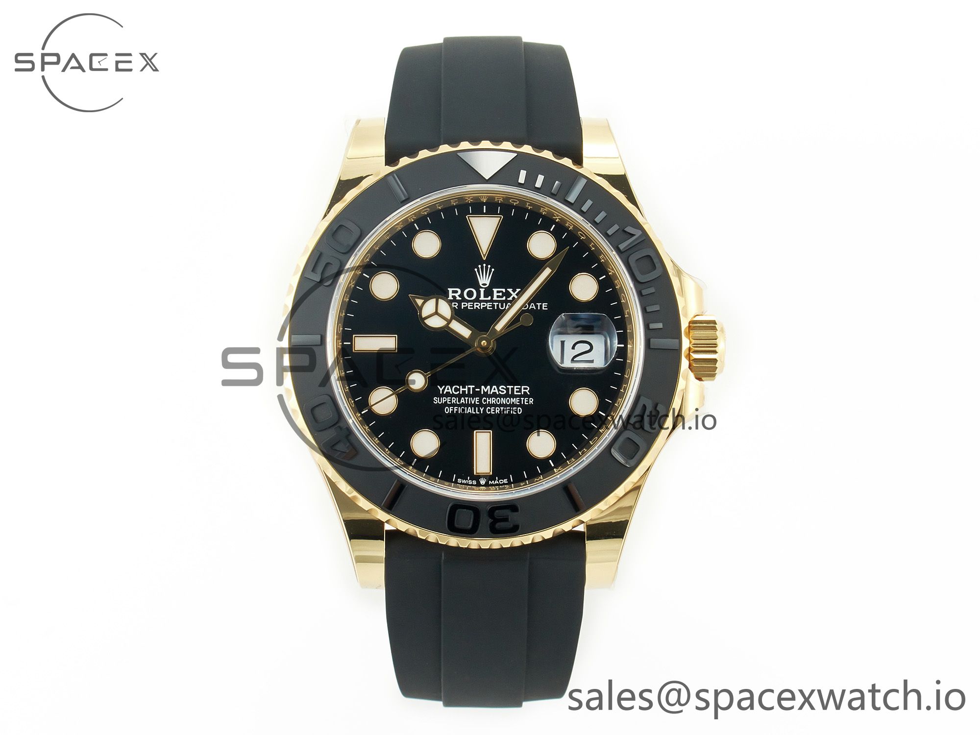 IMG_9419 拷贝 Yacht-Master 226659 Gain Weight YG/Tungsten Gold ARF 1:1 Best Edition Black Ceramic Bezel on Oysterflex Rubber Strap VS3235 - Image 1