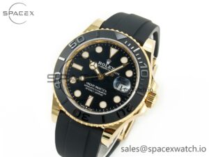 Yacht-Master 226659 Gain Weight YG/Tungsten Gold ARF 1:1 Best Edition Black Ceramic Bezel on Oysterflex Rubber Strap VS3235 - Image 4