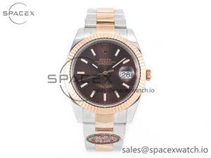 DateJust 41mm 126331 904L SS/RG Clean 1:1 Best Edition Brown Dial on Oyster Bracelet VR3235