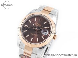 DateJust 41mm 126331 904L SS/RG Clean 1:1 Best Edition Brown Dial on Oyster Bracelet VR3235 - Image 4
