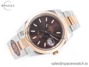 DateJust 41mm 126331 904L SS/RG Clean 1:1 Best Edition Brown Dial on Oyster Bracelet VR3235 - Image 7