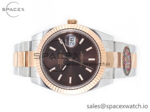 DateJust 41mm 126331 904L SS/RG Clean 1:1 Best Edition Brown Dial on Oyster Bracelet VR3235 - Image 8