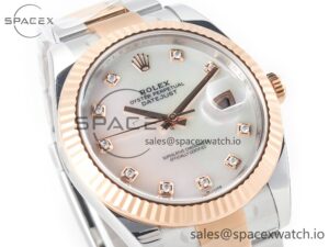 Datejust 126331 41mm 904L SS/RG Clean 1:1 Best Edition MOP Diamond Dial on Oyster Bracelet VR3235 - Image 3