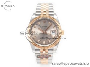 DateJust 41 126331 904L SS/RG Clean 1:1 Best Edition Steel Silver Diamond Stick Dial on Jubilee Bracelet VR3235