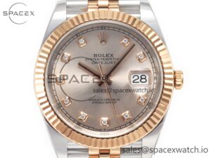 DateJust 41 126331 904L SS/RG Clean 1:1 Best Edition Steel Silver Diamond Stick Dial on Jubilee Bracelet VR3235 - Image 2