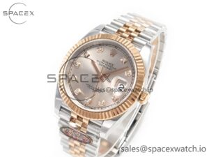 DateJust 41 126331 904L SS/RG Clean 1:1 Best Edition Steel Silver Diamond Stick Dial on Jubilee Bracelet VR3235 - Image 4