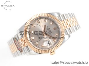 DateJust 41 126331 904L SS/RG Clean 1:1 Best Edition Steel Silver Diamond Stick Dial on Jubilee Bracelet VR3235 - Image 7