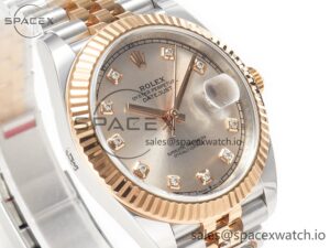 DateJust 41 126331 904L SS/RG Clean 1:1 Best Edition Steel Silver Diamond Stick Dial on Jubilee Bracelet VR3235 - Image 3