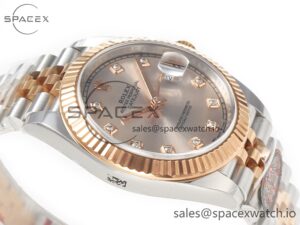 DateJust 41 126331 904L SS/RG Clean 1:1 Best Edition Steel Silver Diamond Stick Dial on Jubilee Bracelet VR3235 - Image 6