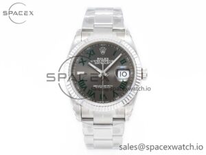 DateJust 41 126330 904L SS VSF 1:1 Best Edition Gray Dial Green Roman on Oyster Bracelet VS3235