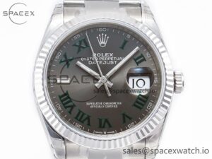 DateJust 41 126330 904L SS VSF 1:1 Best Edition Gray Dial Green Roman on Oyster Bracelet VS3235 - Image 2