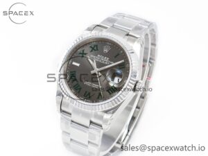 DateJust 41 126330 904L SS VSF 1:1 Best Edition Gray Dial Green Roman on Oyster Bracelet VS3235 - Image 4